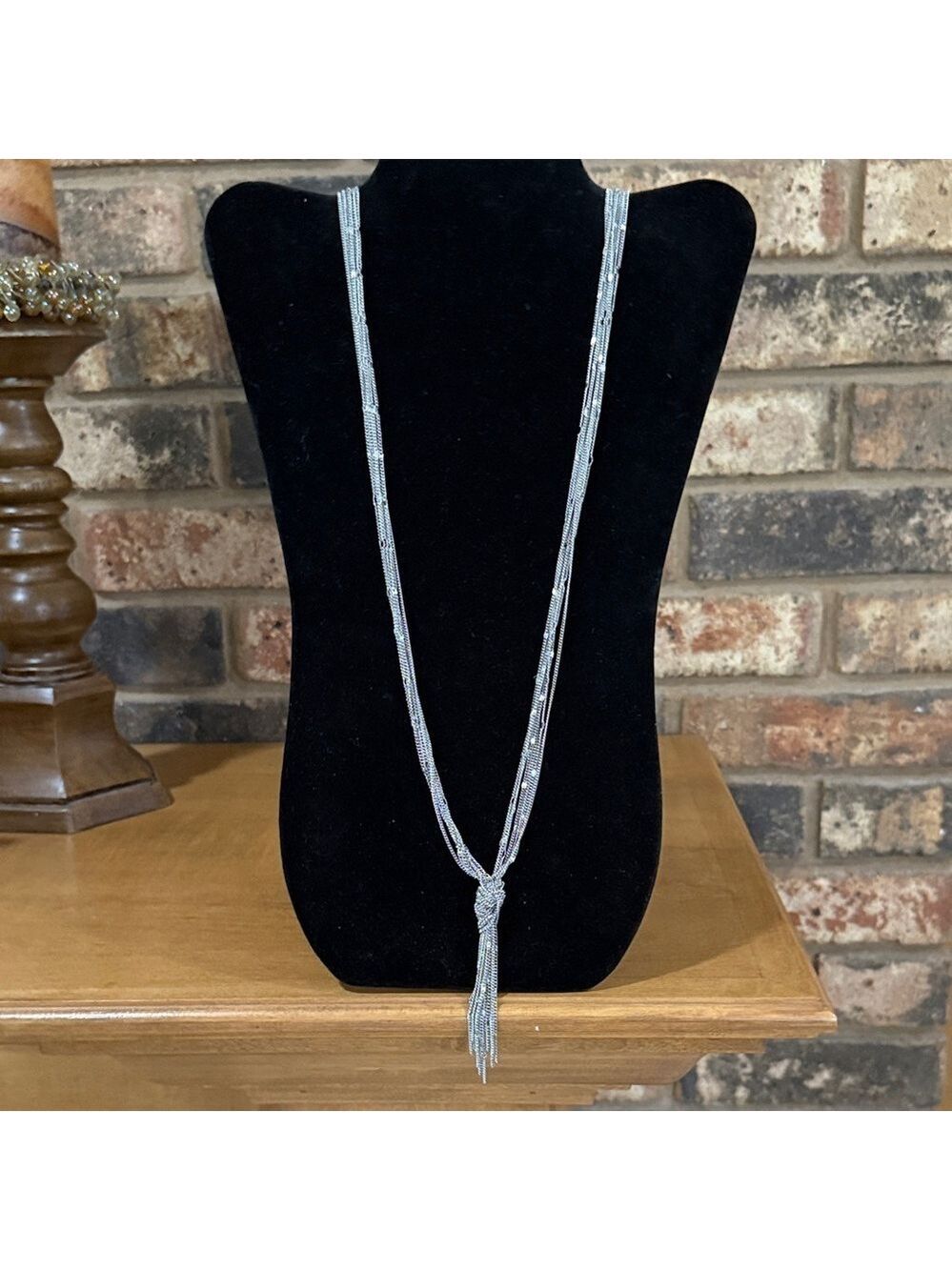 NY&CO silver tone 7 strand long tassel necklace